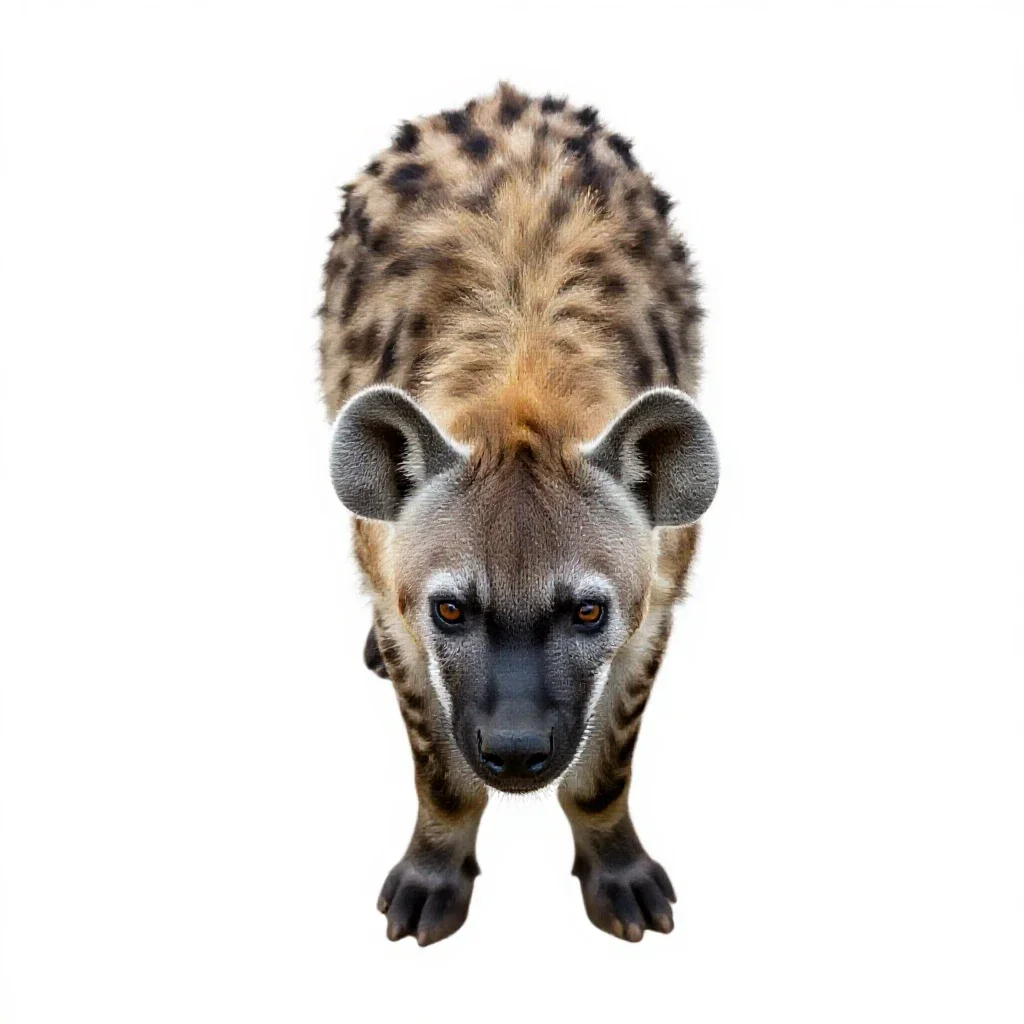 Striped hyena isolated on a white background