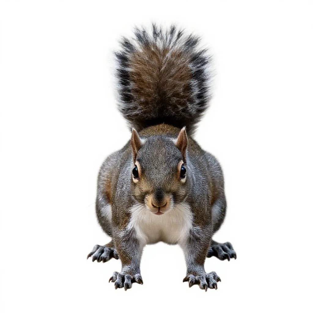Western grey squirrel isolated on a white background