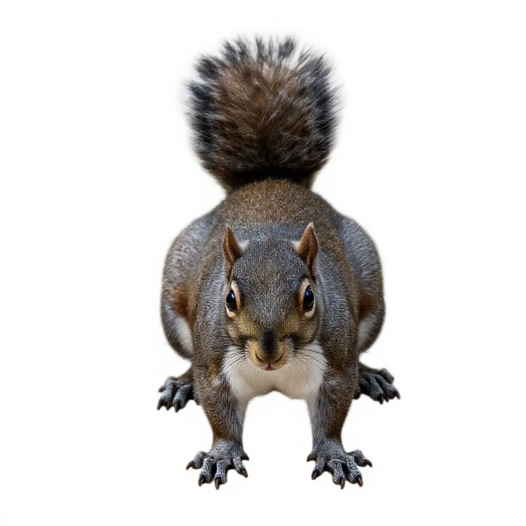 Eastern grey squirrel isolated on a white background