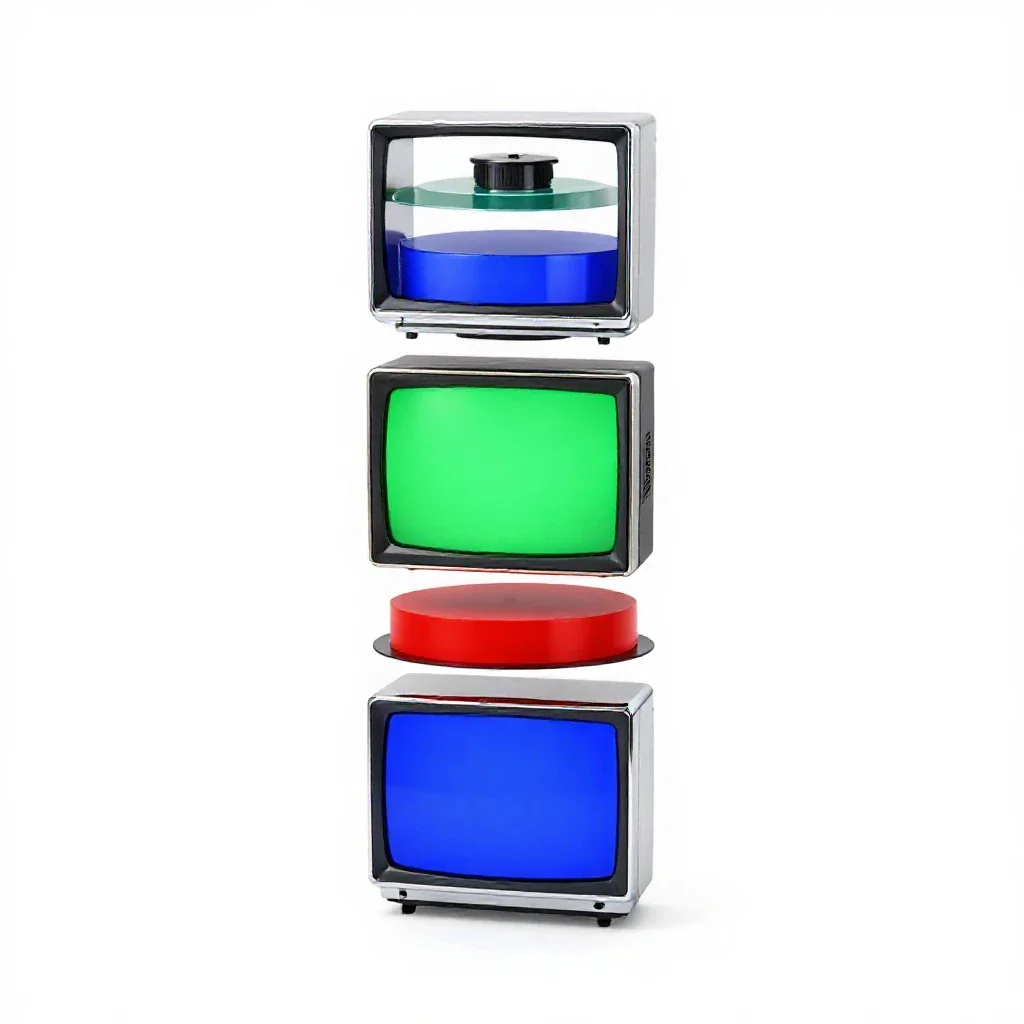 Field-sequential color television isolated on a white background