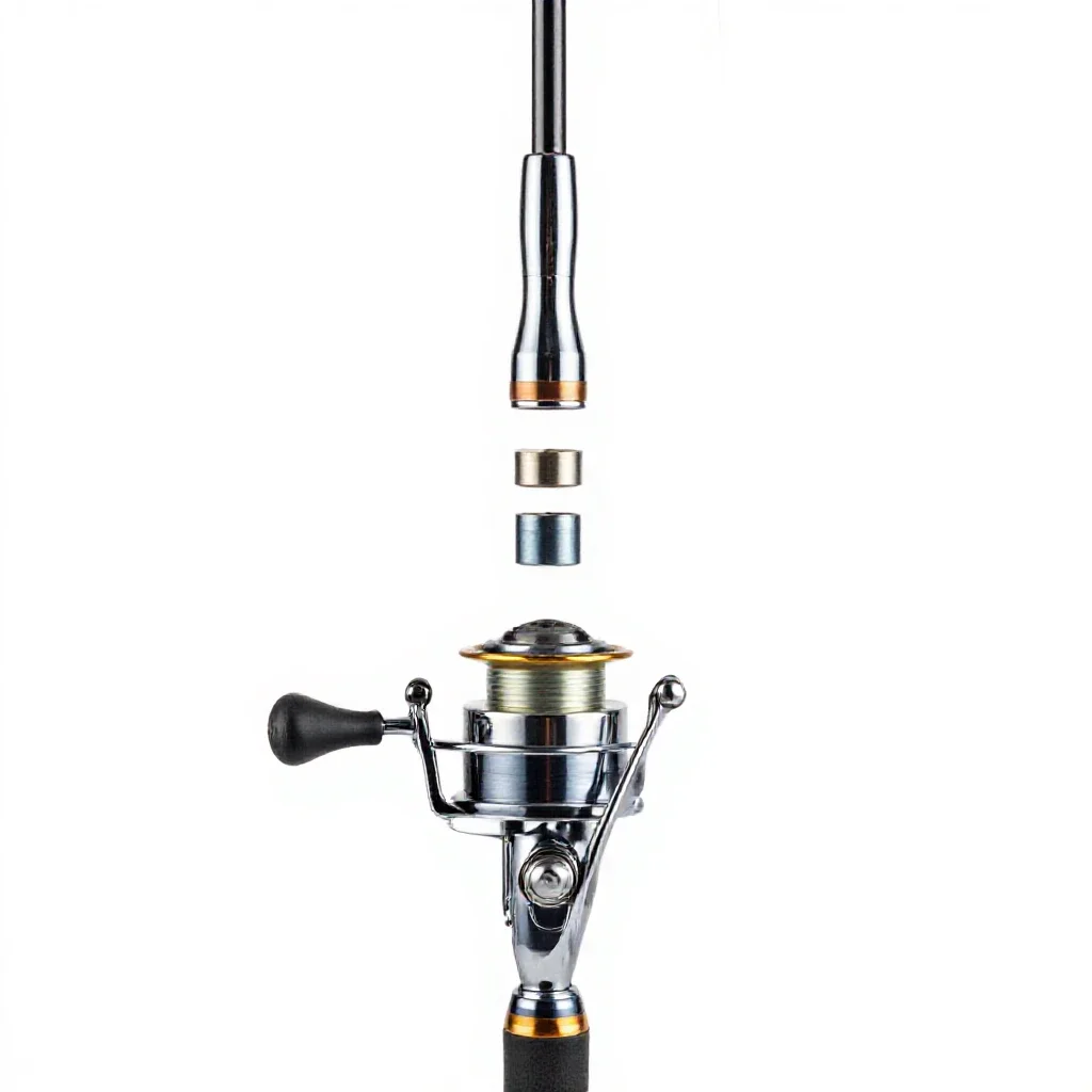 Spinning rod isolated on a white background