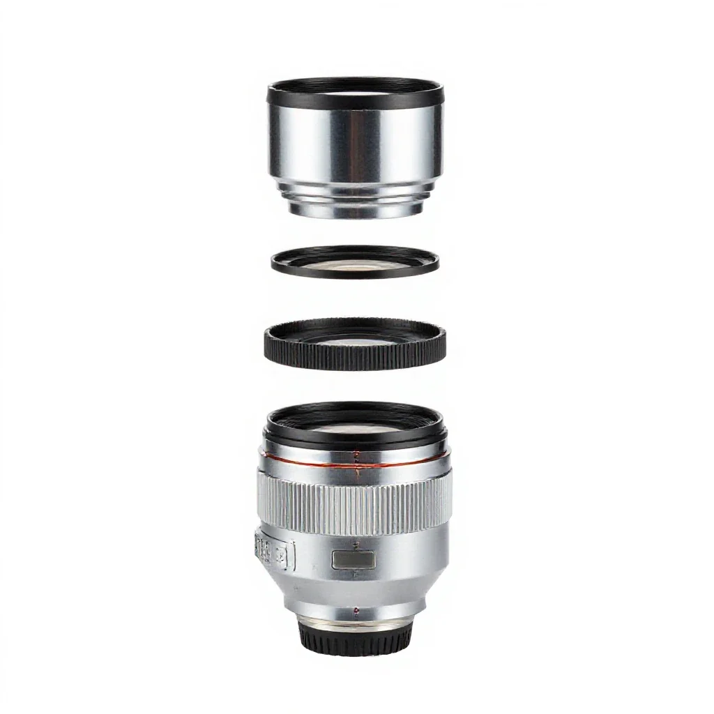 Telephoto lens isolated on a white background