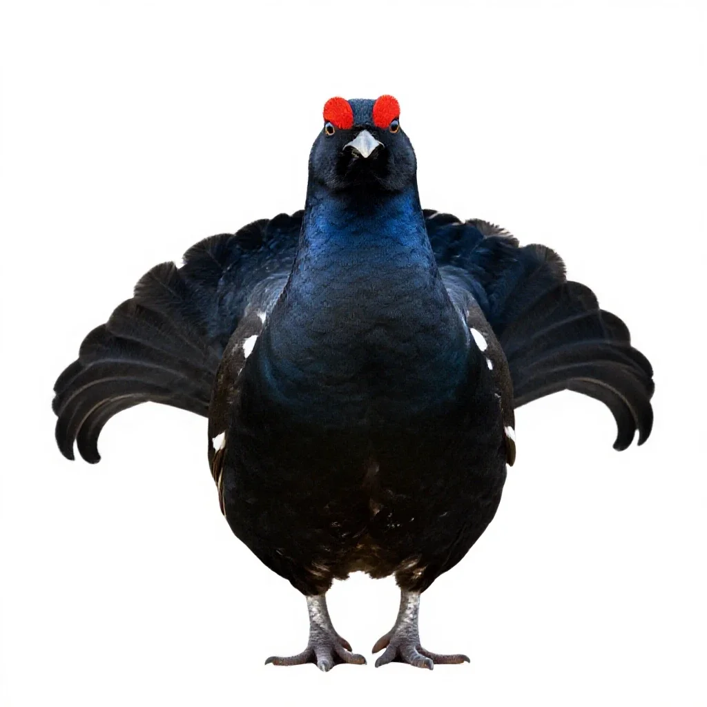 Black grouse isolated on a white background