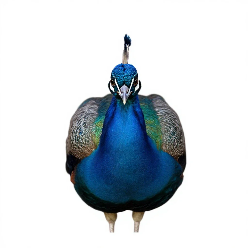 Blue peafowl isolated on a white background