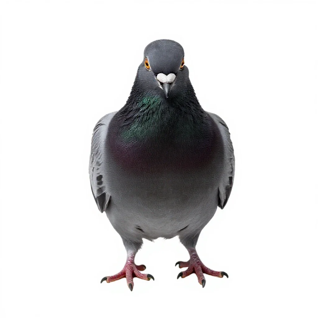 Domestic pigeon isolated on a white background
