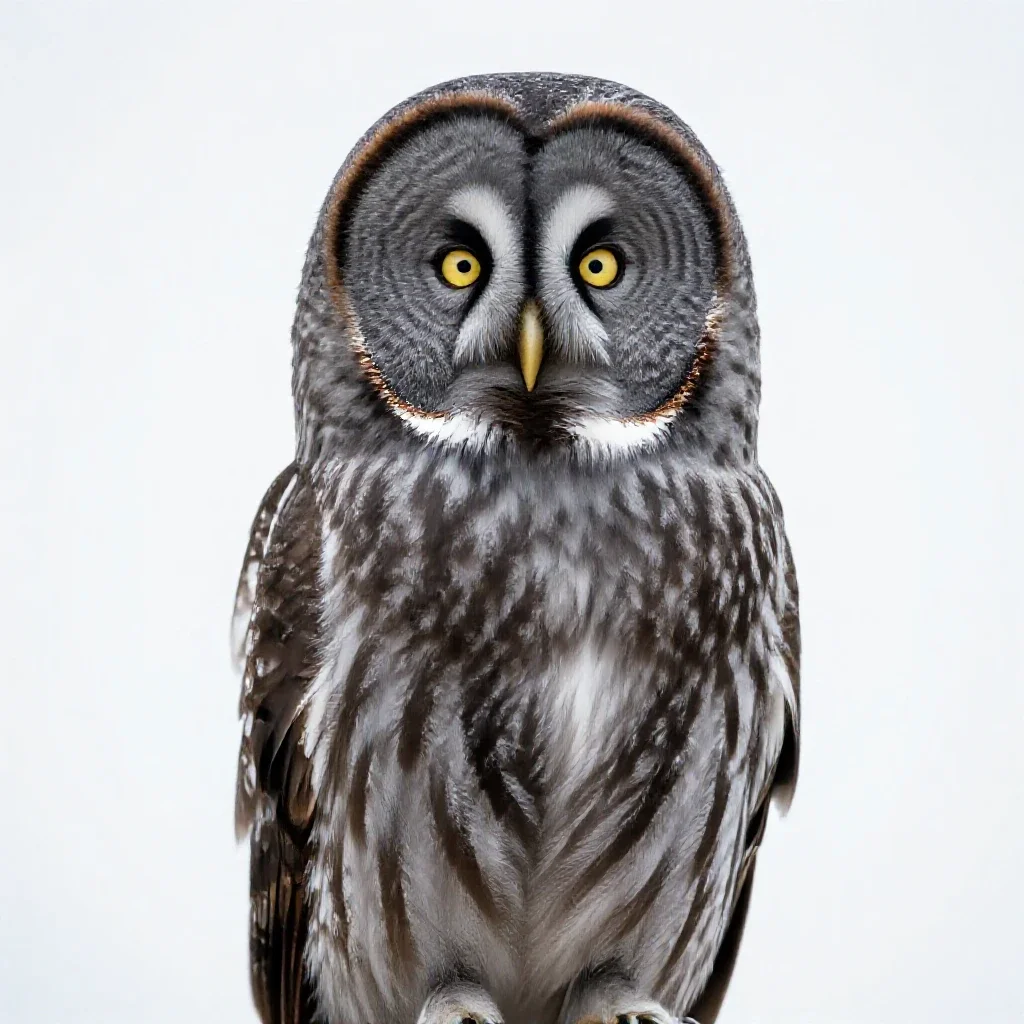 Great grey owl isolated on a white background