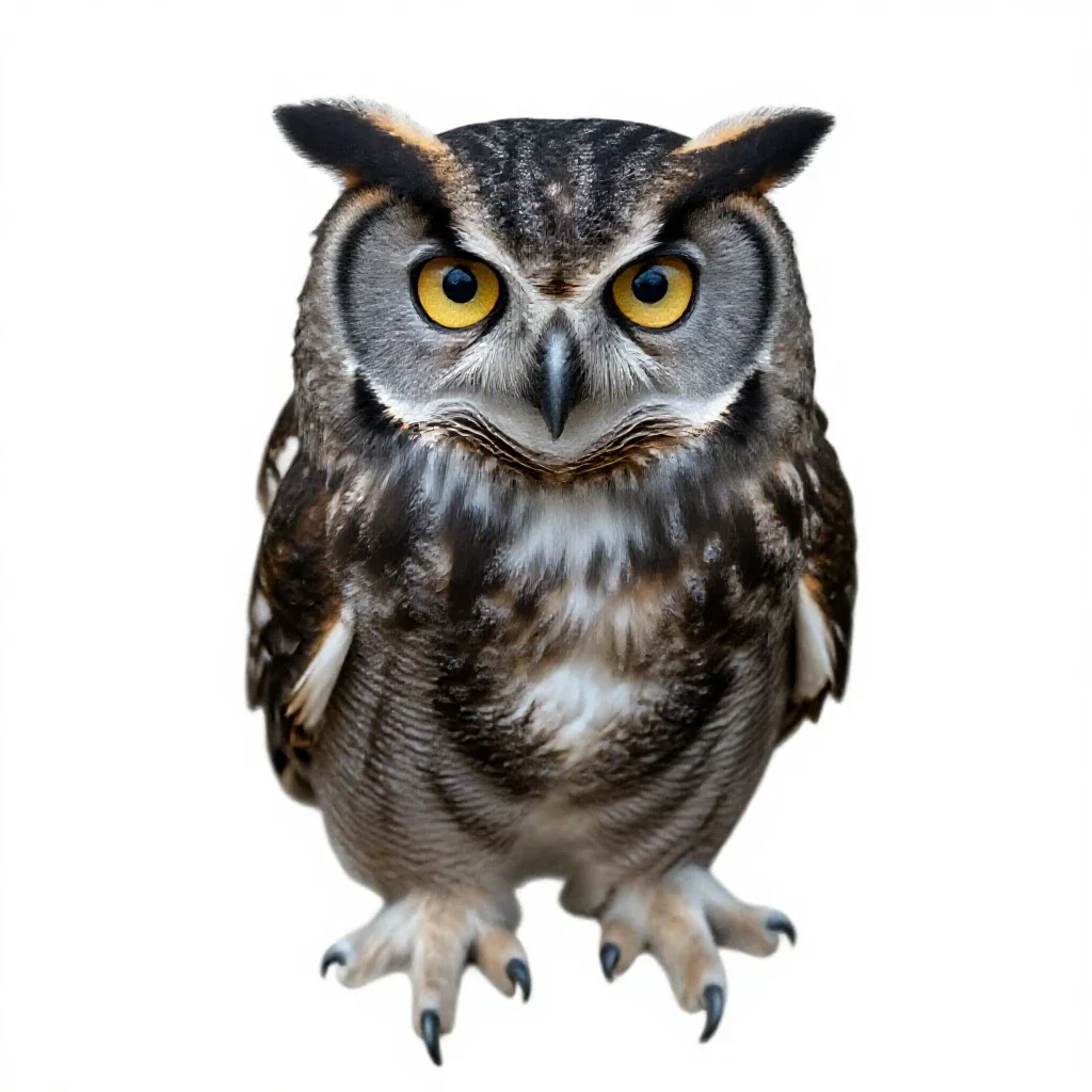 Hoot owl isolated on a white background