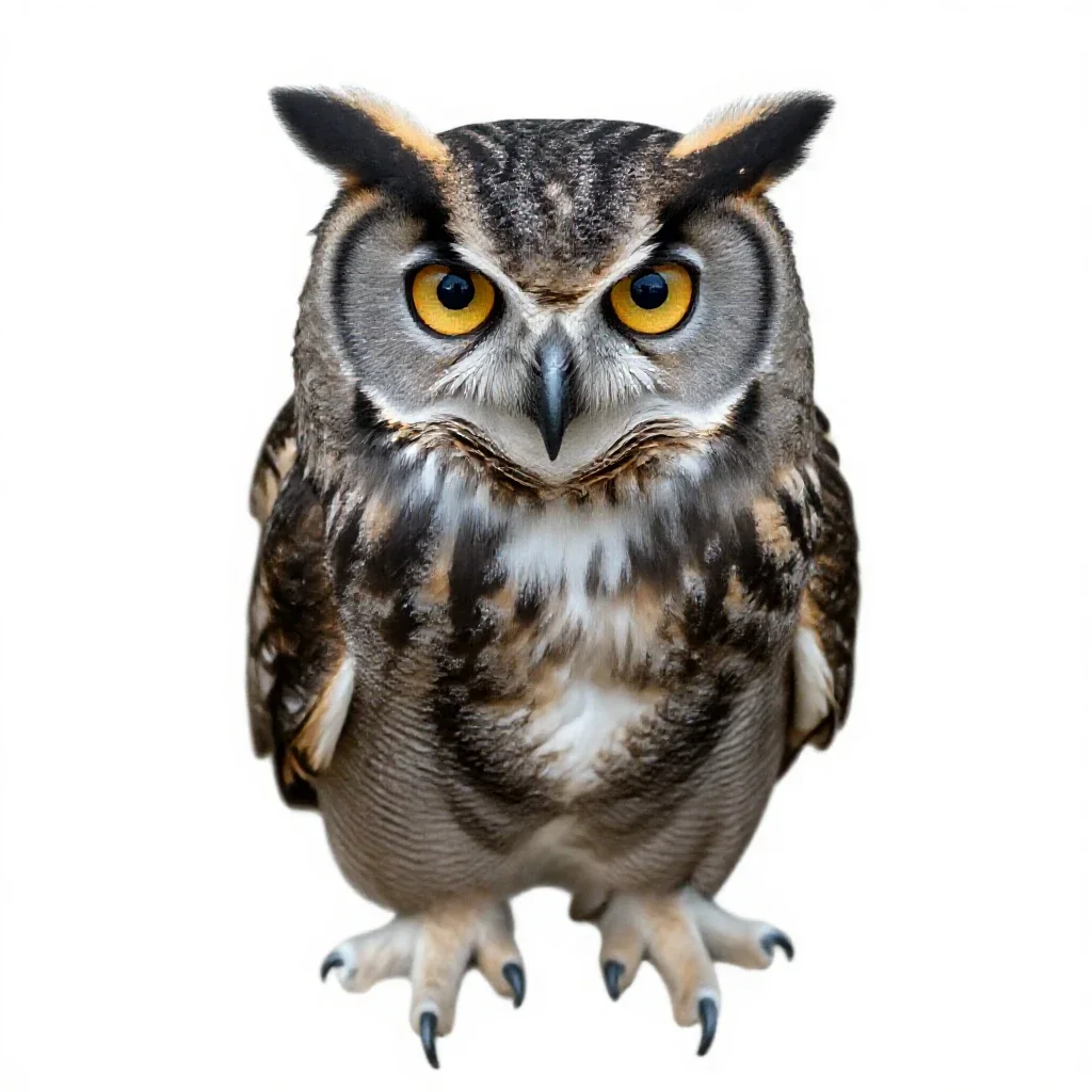 Horned owl isolated on a white background