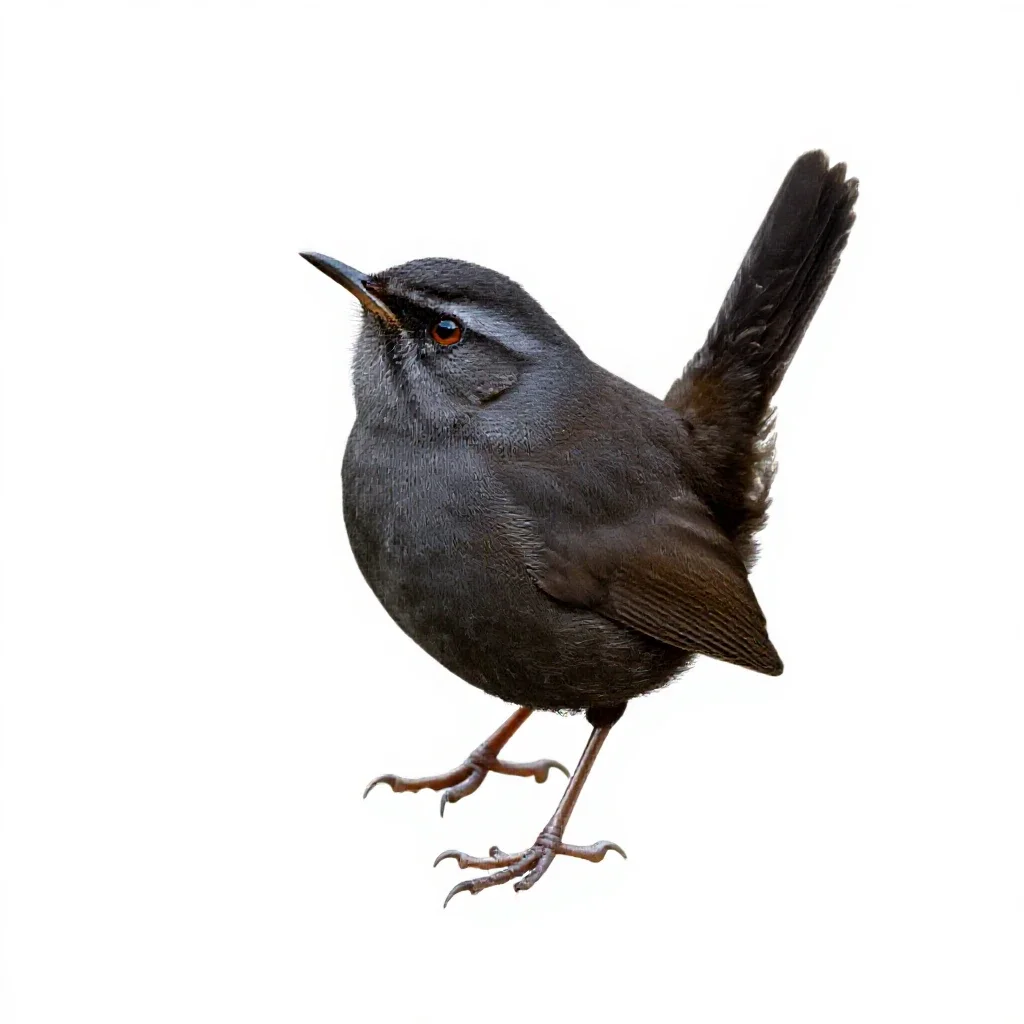 Long-billed marsh wren isolated on a white background