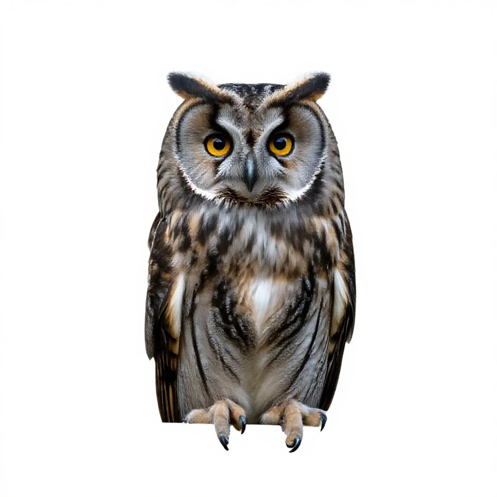 Long-eared owl isolated on a white background
