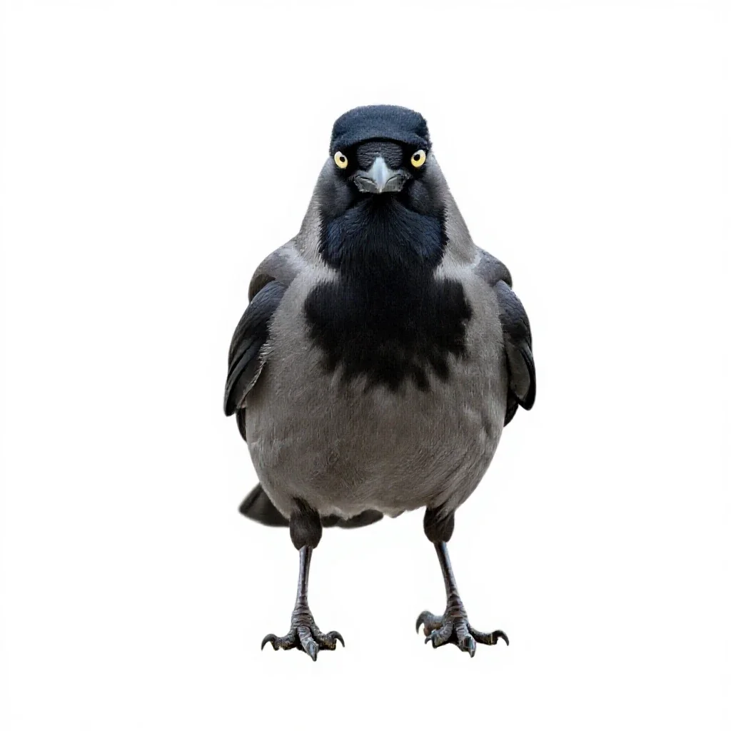 Piping crow isolated on a white background