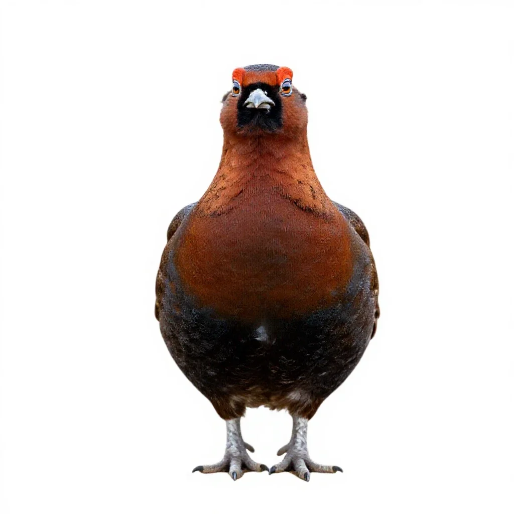 Red grouse isolated on a white background