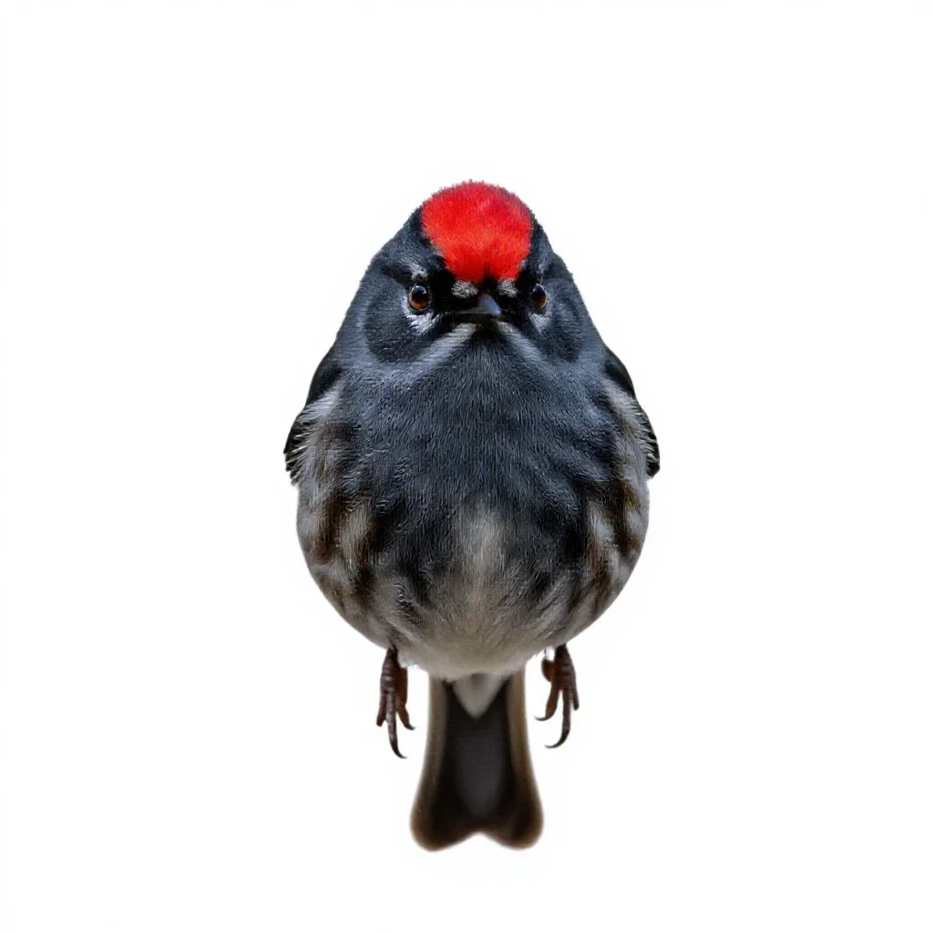 Ruby-crowned kinglet isolated on a white background