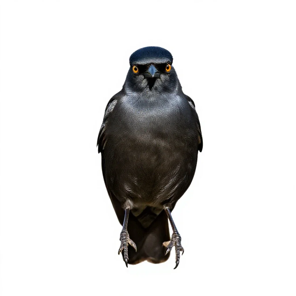 Satin bowerbird isolated on a white background