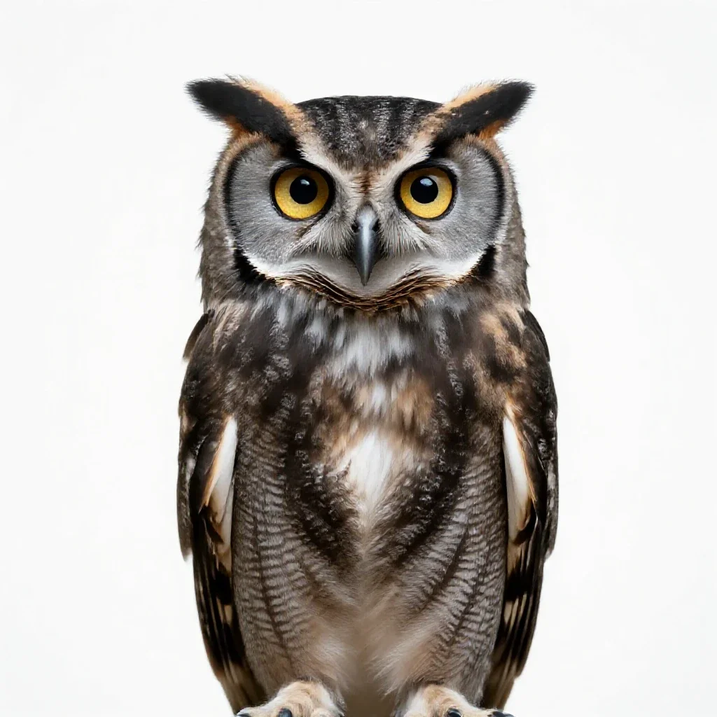 Scops owl isolated on a white background