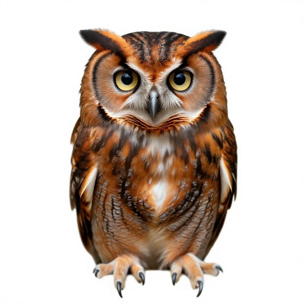Tawny owl isolated on a white background