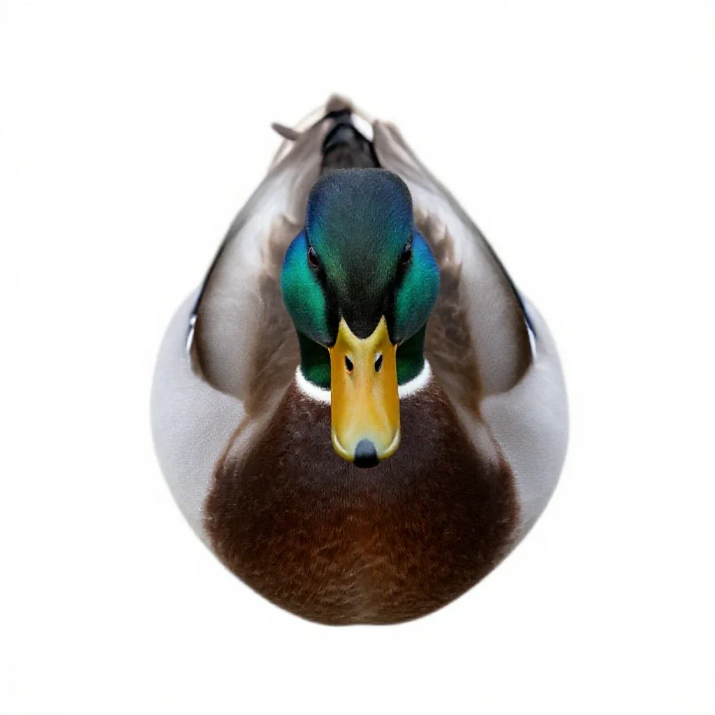Wild duck isolated on a white background