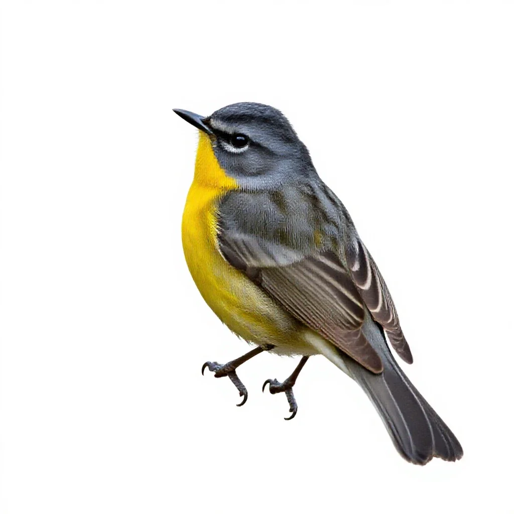 Yellow-breasted chat isolated on a white background