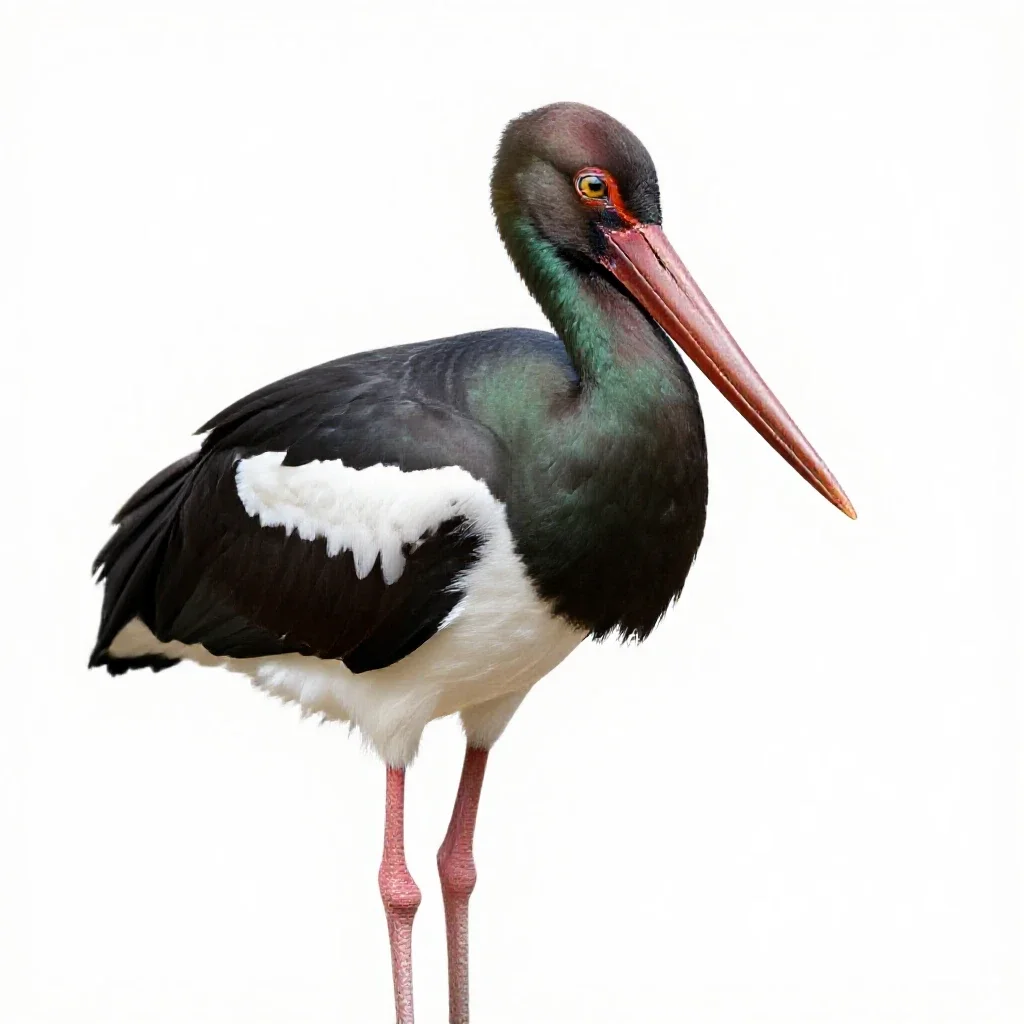 Black stork isolated on a white background