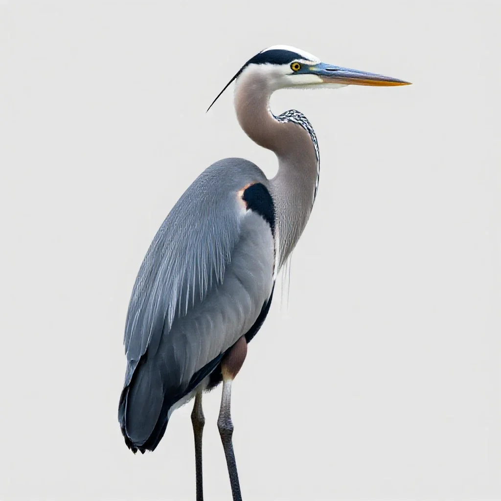 Great blue heron isolated on a white background