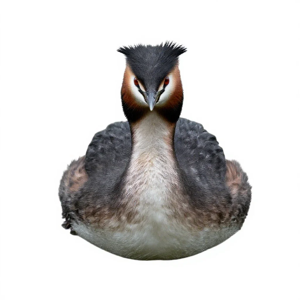 Great crested grebe isolated on a white background