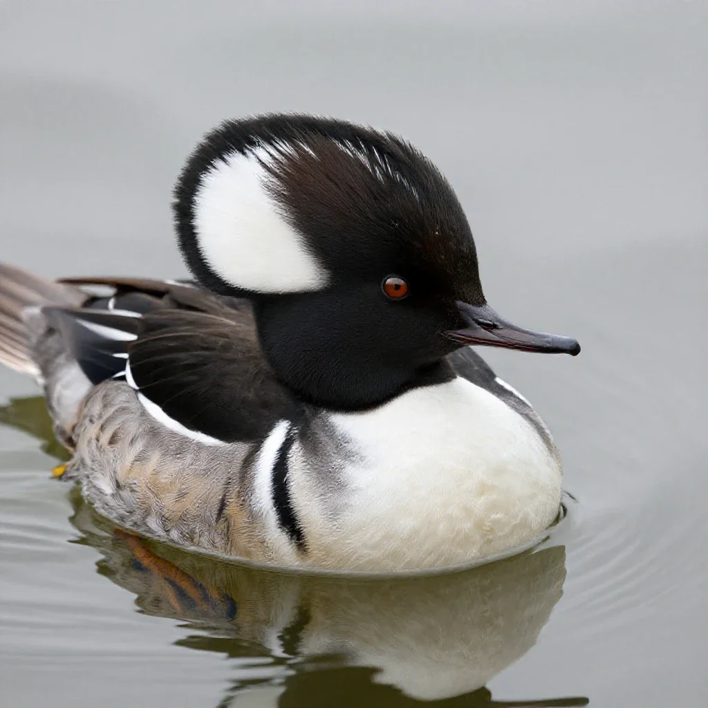 Hooded merganser isolated on a white background