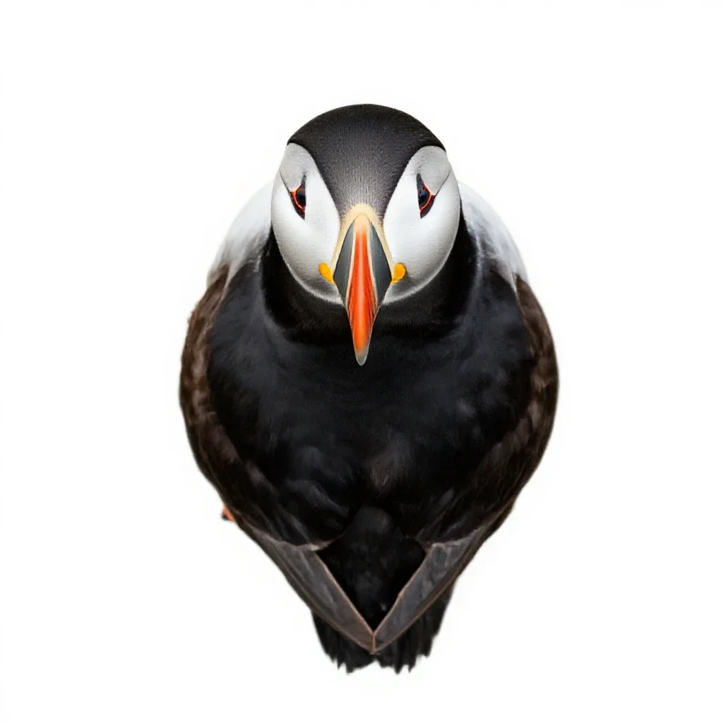 Horned puffin isolated on a white background