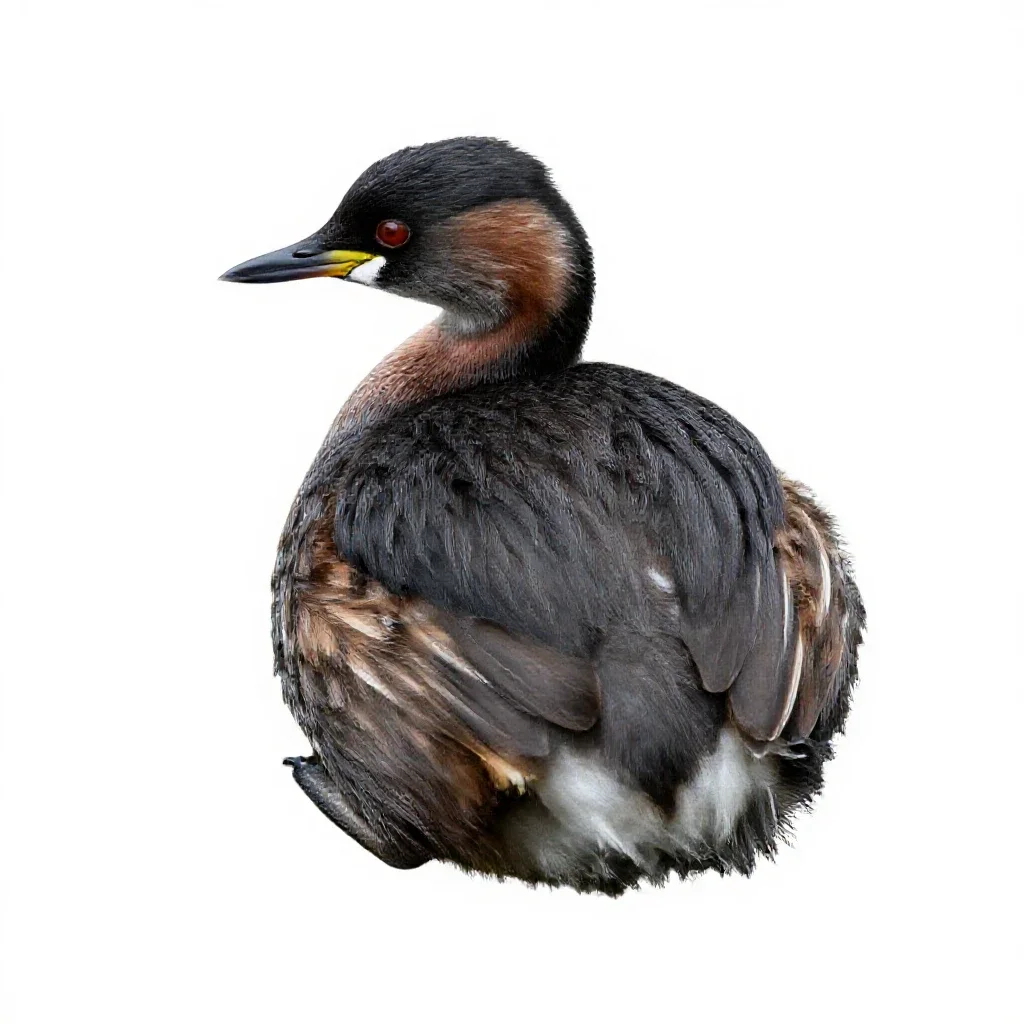 Pied-billed grebe isolated on a white background