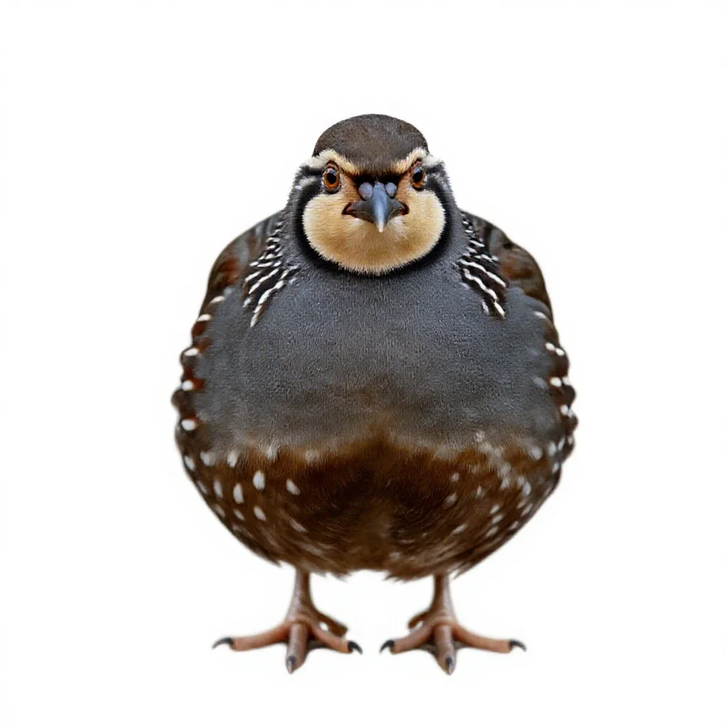 Striped button quail isolated on a white background