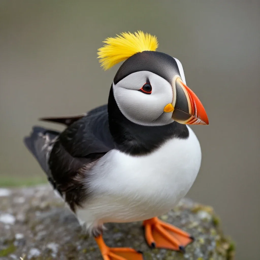 Tufted puffin isolated on a white background