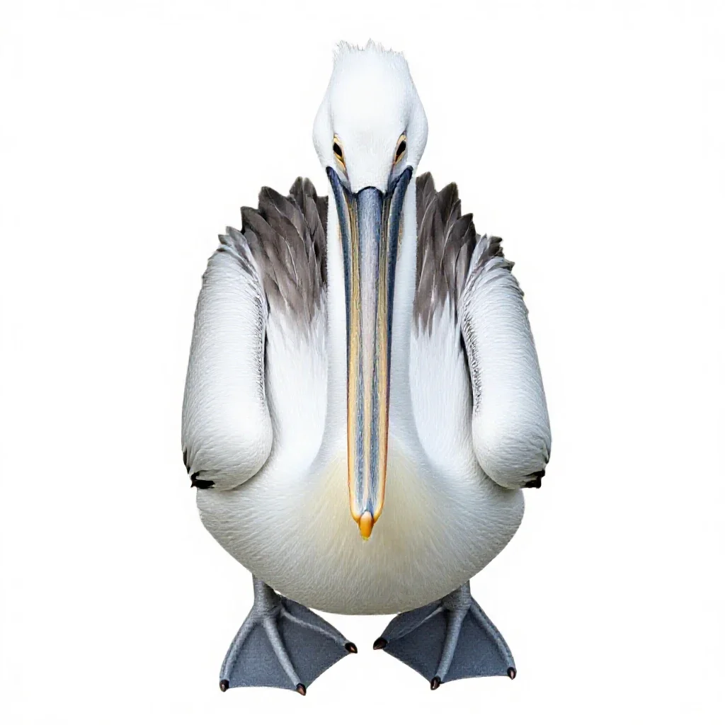 White pelican isolated on a white background