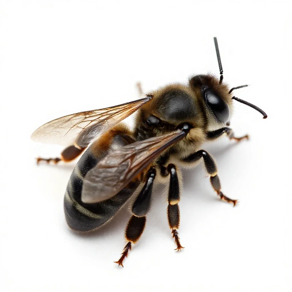 Black bee isolated on a white background