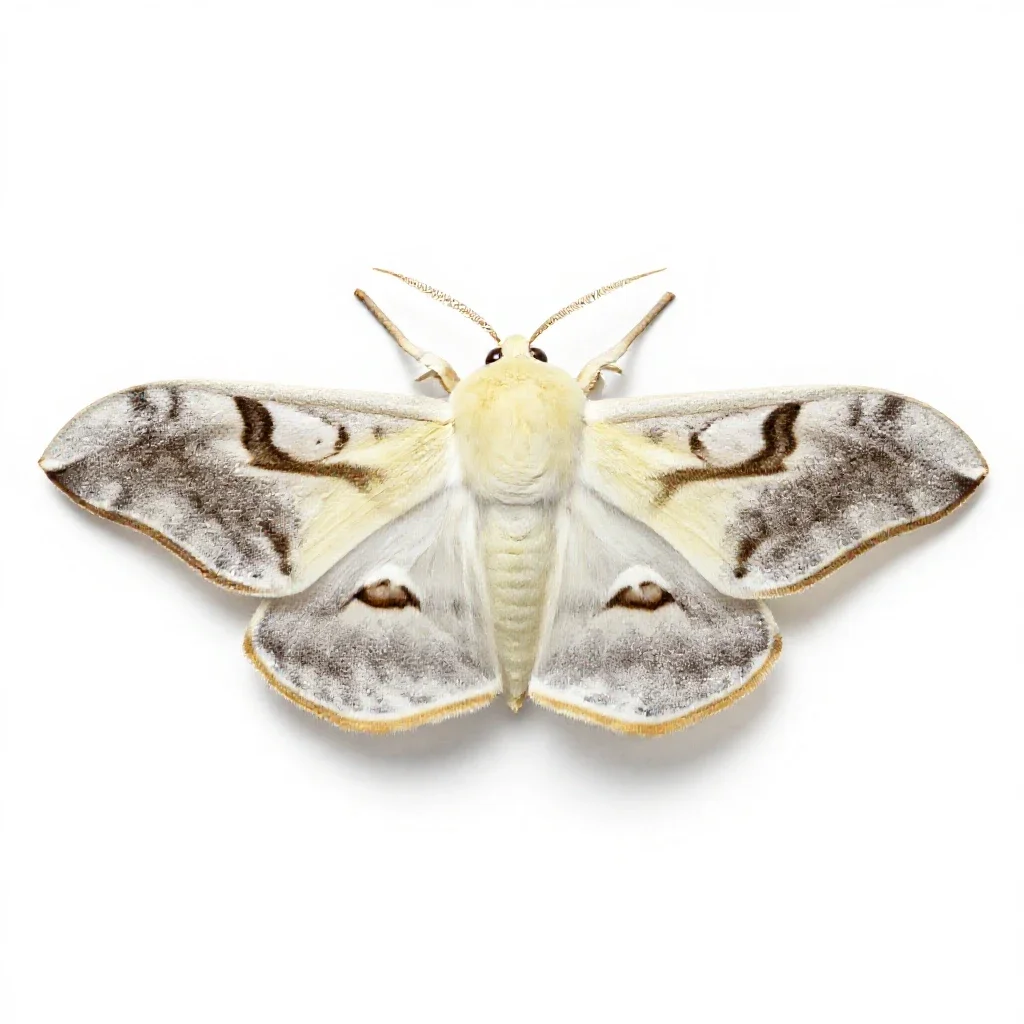 Domestic silkworm moth isolated on a white background