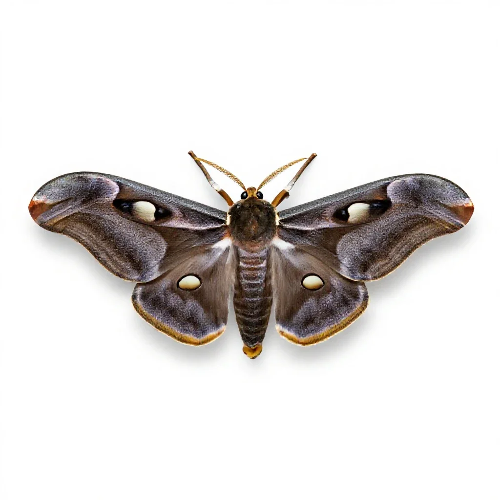 Giant silkworm moth isolated on a white background