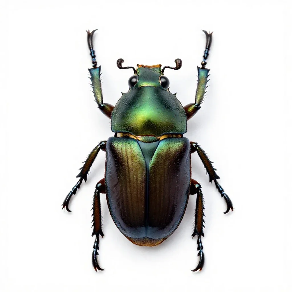 Green June beetle isolated on a white background