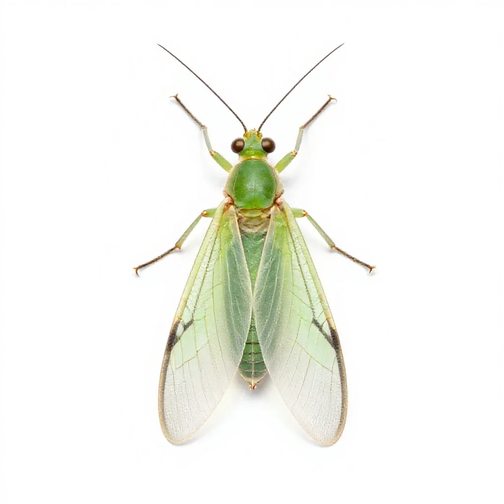 Green lacewing isolated on a white background