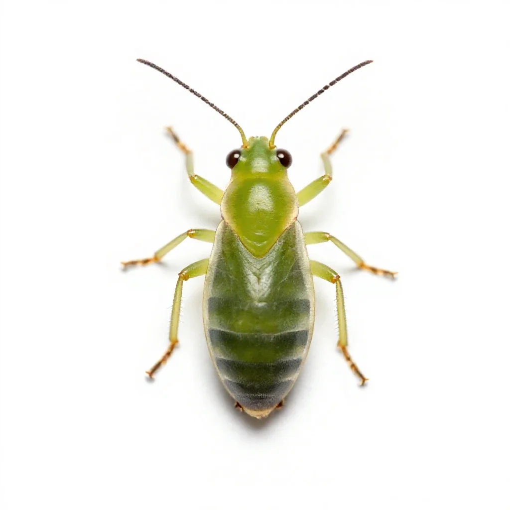 Green peach aphid isolated on a white background