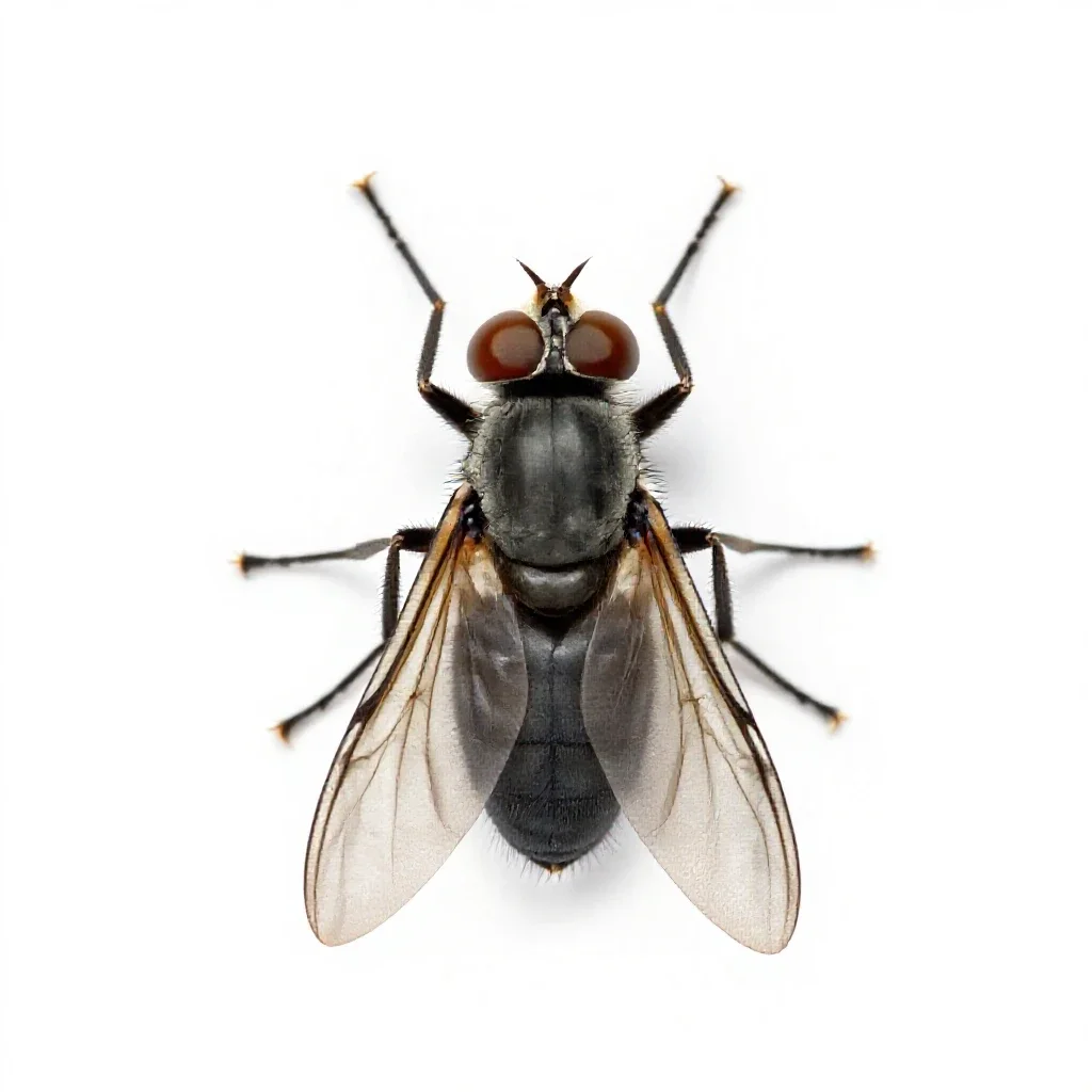 Hanging fly isolated on a white background