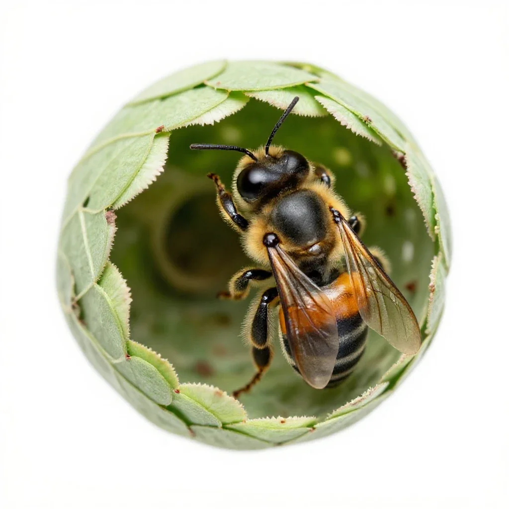 Leaf-cutting bee isolated on a white background