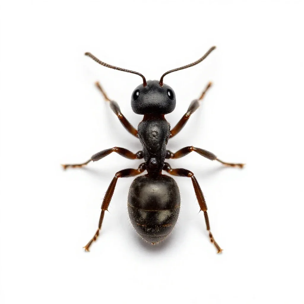 Little black ant isolated on a white background