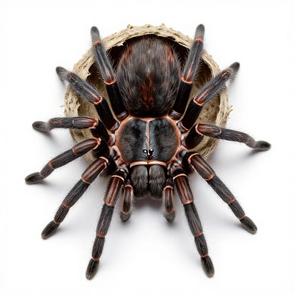 Trap-door spider isolated on a white background