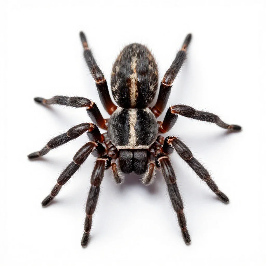 Orb-weaving spider isolated on a white background