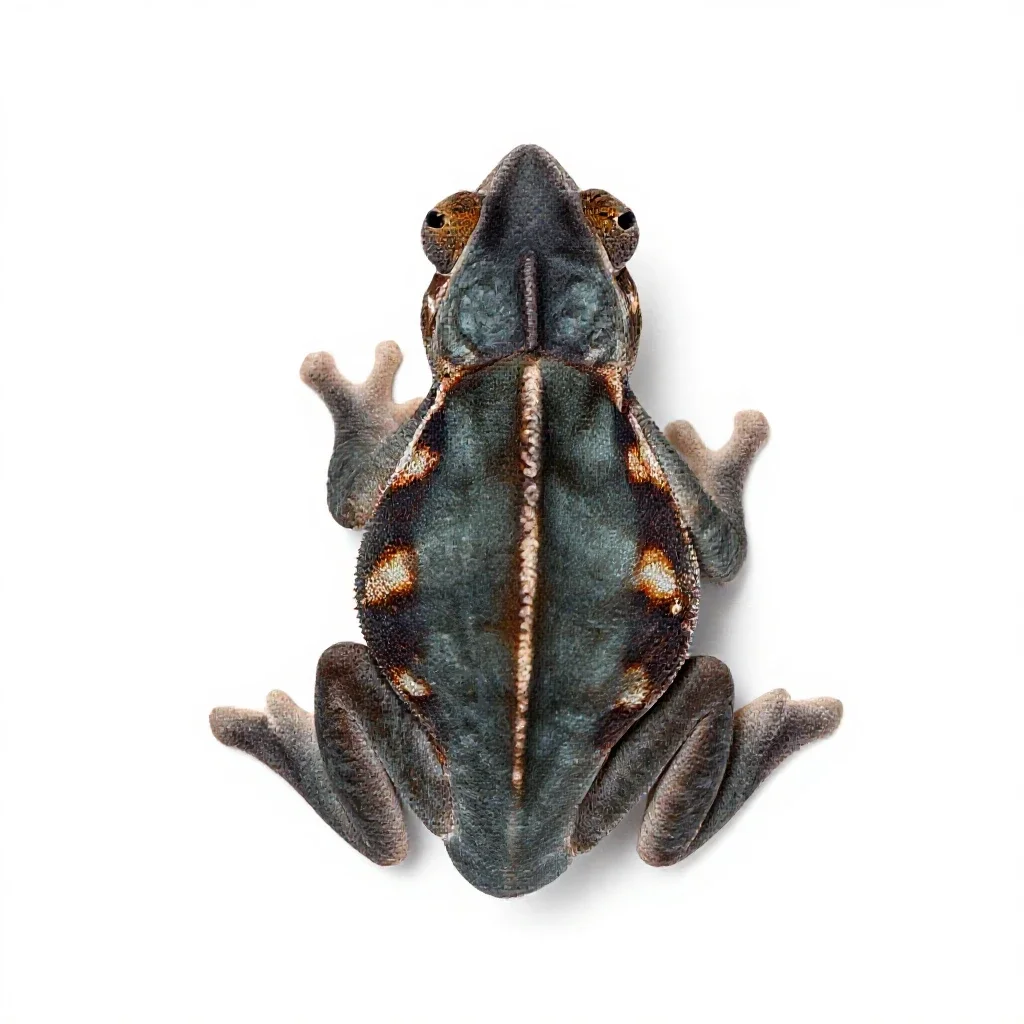 Chameleon tree frog isolated on a white background