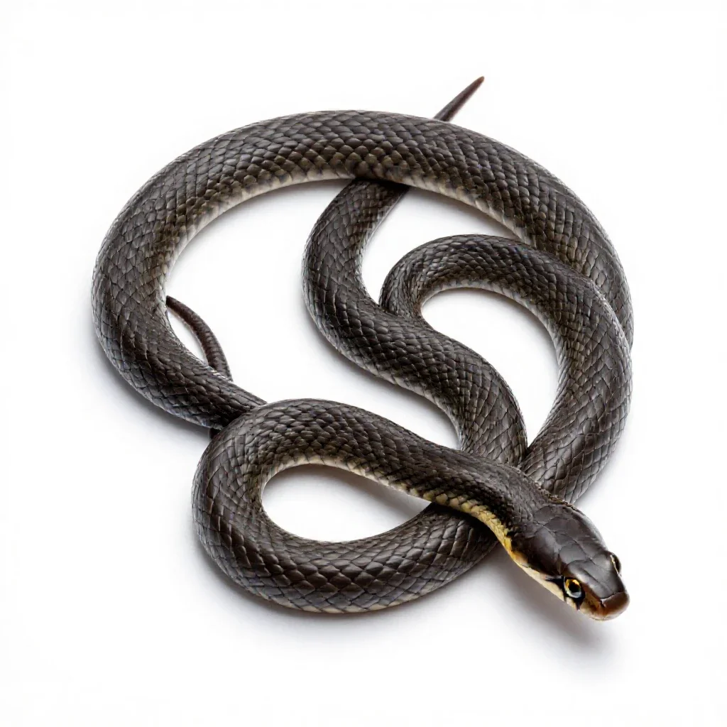 Common garter snake isolated on a white background