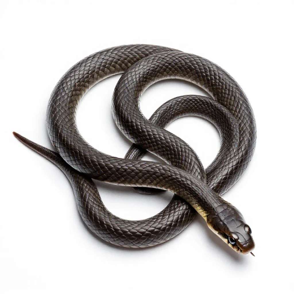 Common water snake isolated on a white background