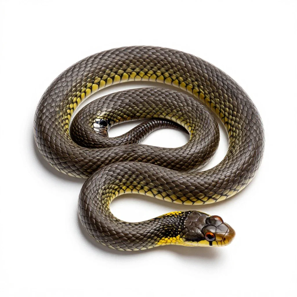 Grass snake isolated on a white background