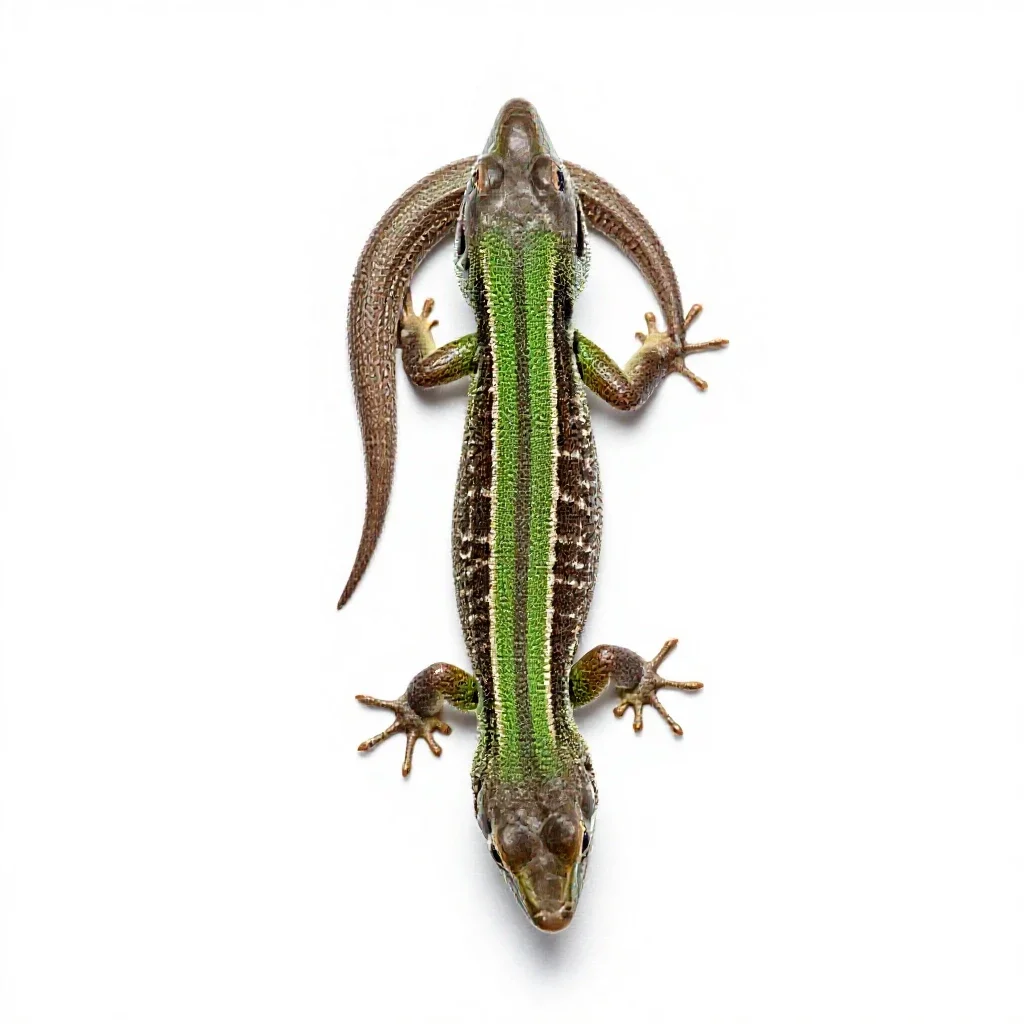 Green lizard isolated on a white background