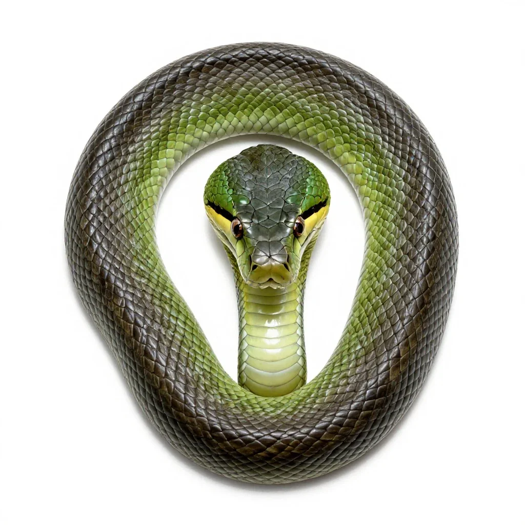 Green mamba isolated on a white background