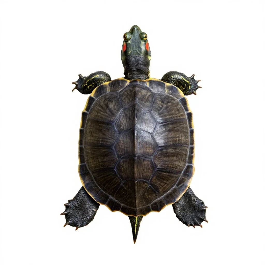 Painted turtle isolated on a white background
