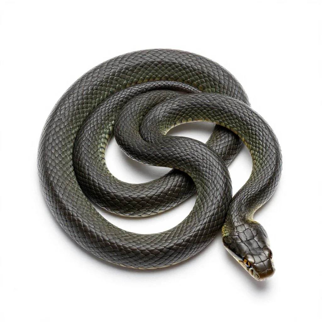 Rough green snake isolated on a white background